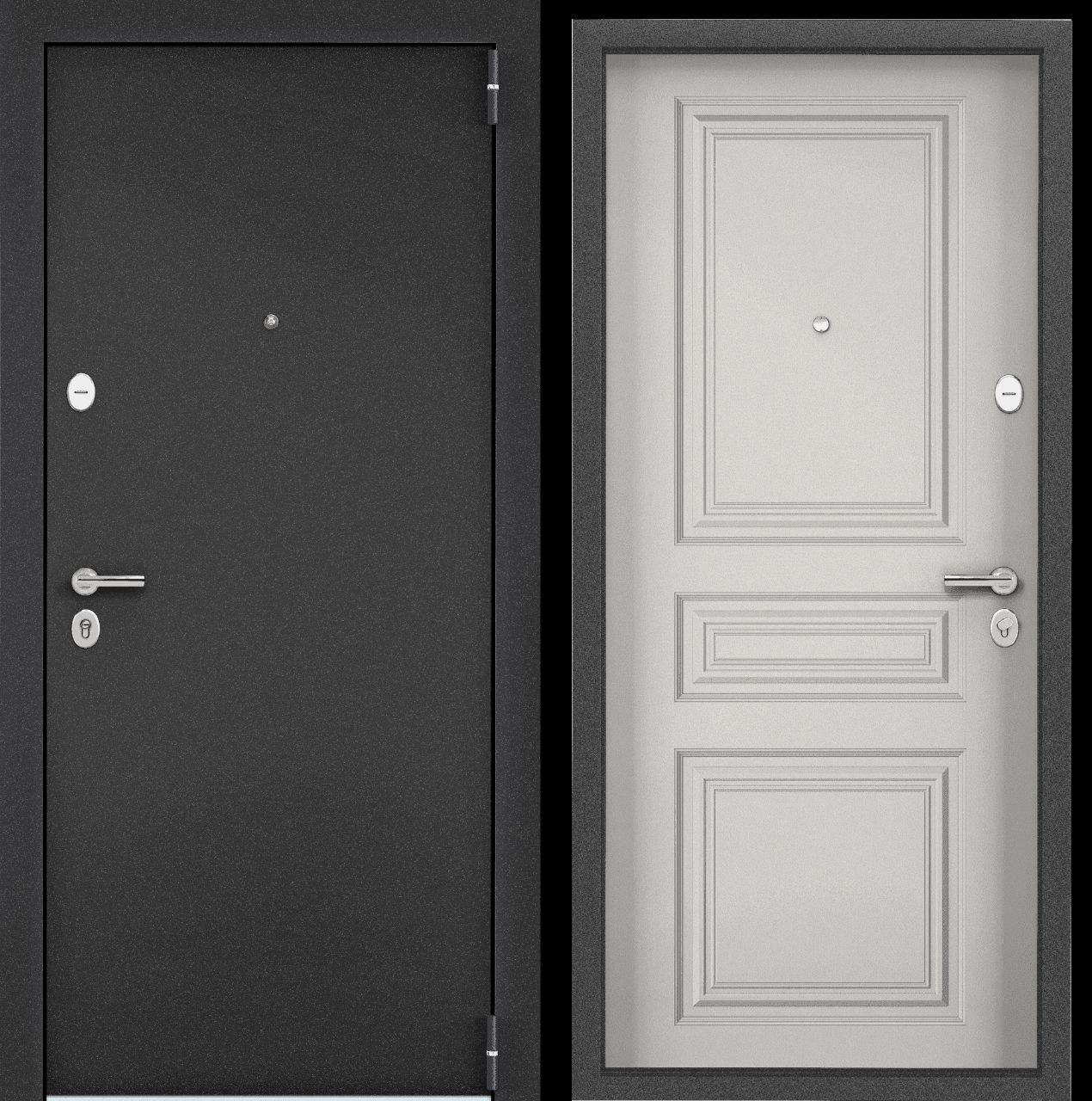 Входная дверь Alfa LT PP снаружи тёмно-серый букле графит, внутри белая